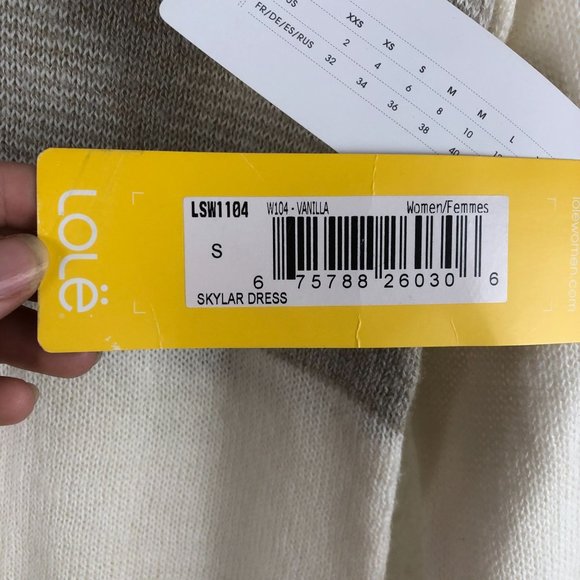 Lole NWT Women's Small Skylar Wool Blend Vanilla Cream Brown V-Neck Knit Dress - Picture 7 of 10